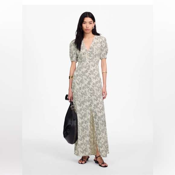 NWT Madewell Puff-Sleeve V-Neck Maxi Dress in Floral Size 6 - Picture 7 of 11